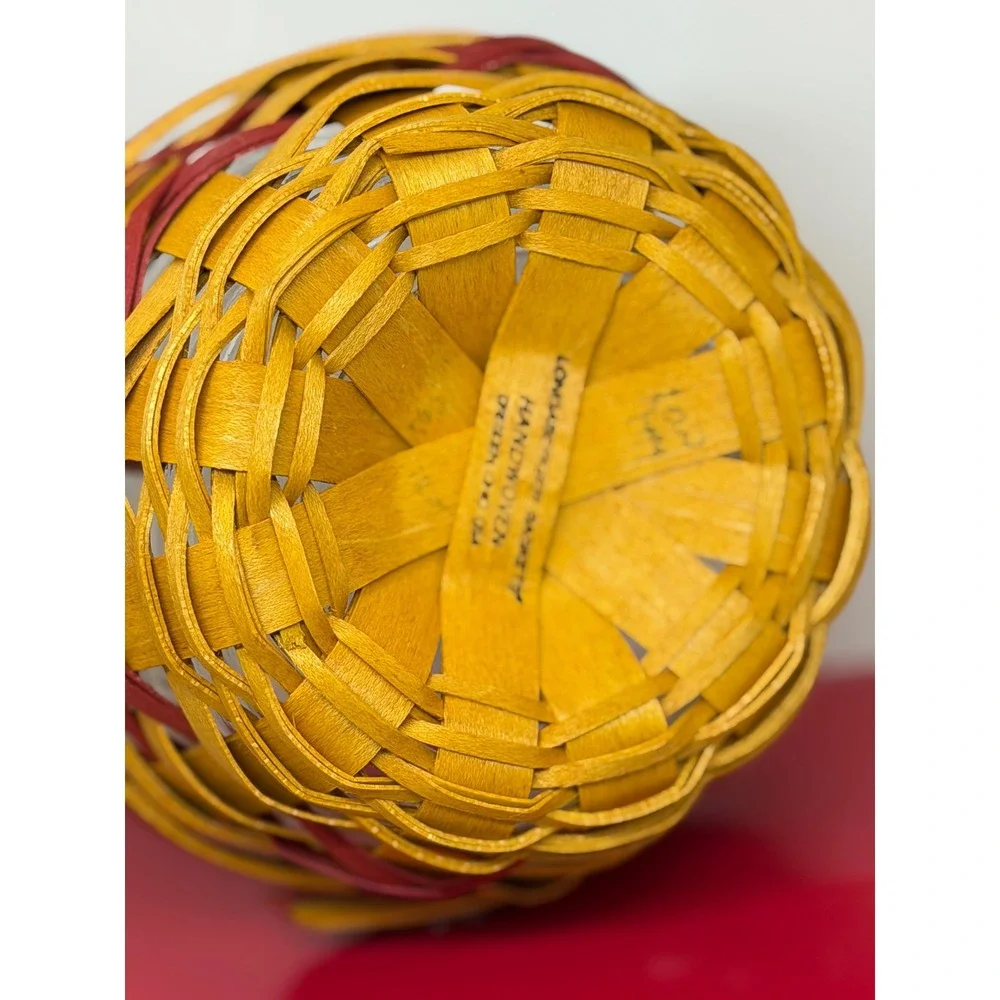 VTG Longaberger Peppermint Basket Red Yellow Tree Trimming 1999 Christmas Holida